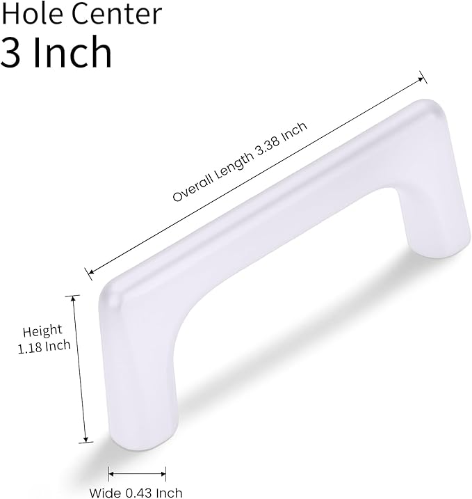 10 Pack 3 Inch(76mm) Hole Center Modern Matte White Cabinet Pull Handle Timeless Vanity Drawer Pull Handle Classic Cabinet Hardware for Kitchen Dresser Bathroom, Screws Included, M-White(3x10)