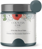Country Chic All-in-One Chalk Paint for Furniture, Cabinets, Home Decor, Eco-Friendly, Matte Finish, Built-In Primer & Top Coat for Wood, Metal - Jitterbug (Dark Teal) - 8 oz (237 ml)
