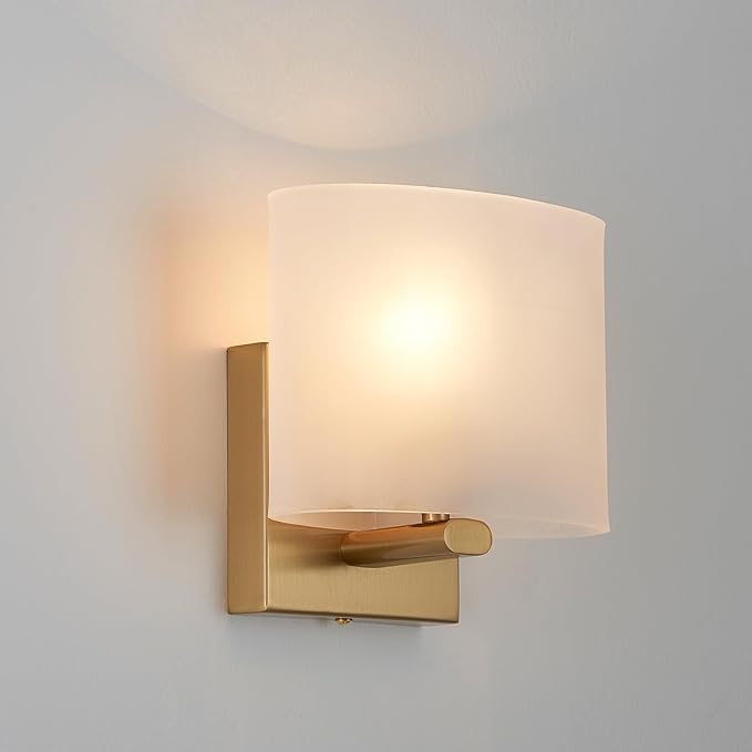 Hardwired Wall Sconces, Modern Acrylic Shade Wall Light Fixture, Gold Walls Mounted Lamp with Ceramic Lamp Holder, Classic E26 Bulb Walls Lighting for Bedroom, Living Room, Hallway 【No Bulb Included】