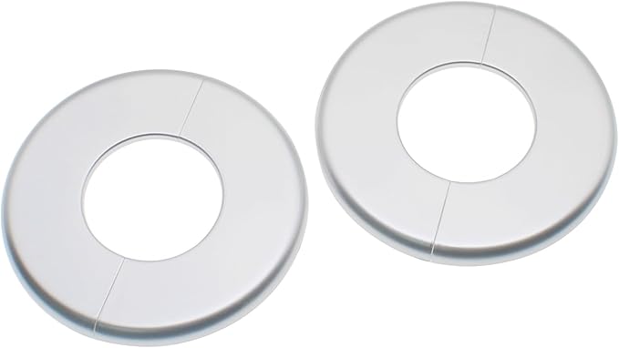 2 Pack Wall Split Flange ABS Round Escutcheon Plate for 2" / 51 mm Diameter Pipe Faucet Decoration Accessories (Silver)