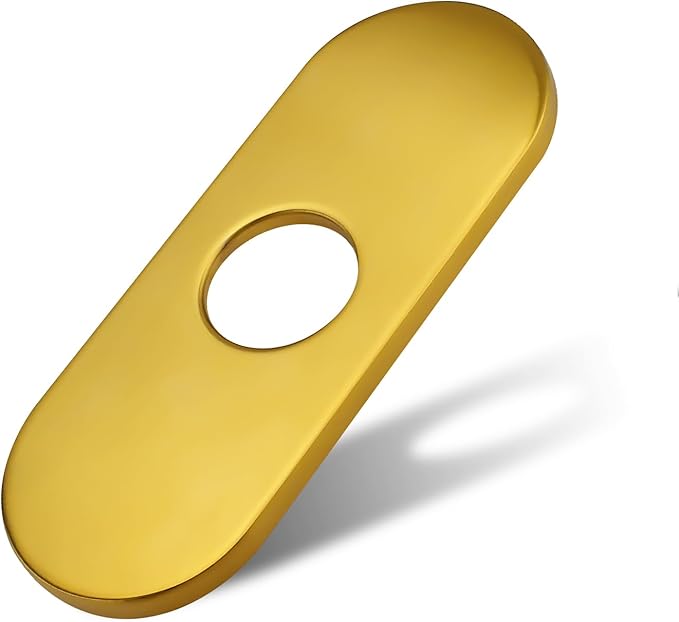6.3 Inch Deck Plate Bathroom Sink Faucet Escutcheon, Hole Cover for Bathroom Kitchen Faucets Escutcheon Faucet Plate Stainless Steel, Brushed Gold