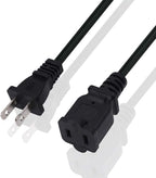10 FT 2 Prong Extension Cord,Black Extension Cord 10 ft Indoor or Outdoor, Male/Female Power Cable for NEMA 1-15P to NEMA 1-15R,Extension Cable 2 Pack