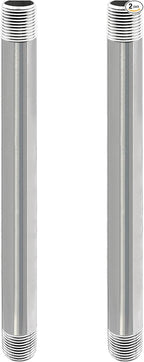 GeilSpace 3/4" x 12" Stainless Steel Pipe, 304 Pipe Nipple Fits Standard 3/4 Inch Threaded Pipes and Fittings, DIY Industrial Metal tube (2 PCS)