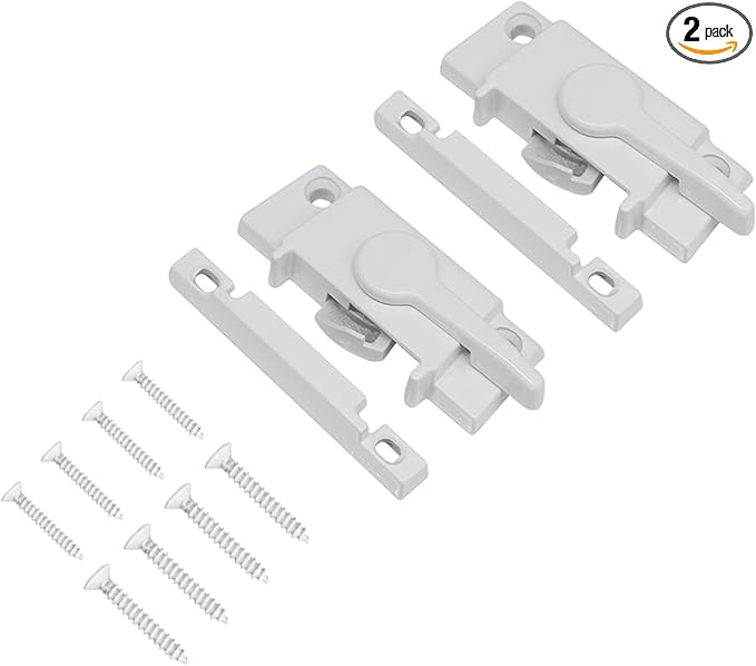 Sliding Window Sash Locks White with Window Latch Lock Security and Keeper Replacement for Vertical and Horizontal Sliding Windows