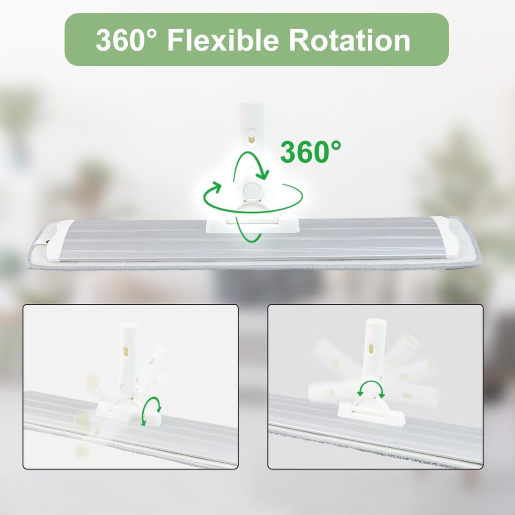 CQT Commercial Flat Microfiber Floor Mop Cleaning System 18" Inch Wet Dry and Dust Hardwood with 4 Washable Pads Cleaner for Laminate Tile Stainless Steel Handle and Extension (PT12-WET)