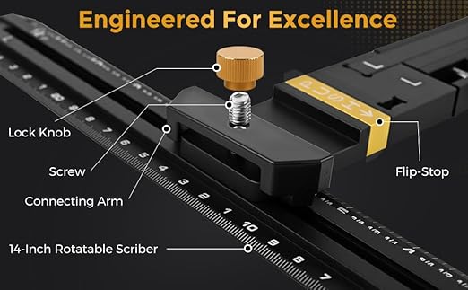 Stair Tread Template Tool (Black with stabilizing Blocks) Stair Tread Measuring Tool - Stair Tread Jig - Stair Tread Gauge - Modern Stair Template Tool