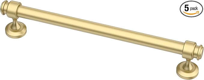 Alzassbg 5 Pack Matt Gold Cabinet Pulls, 7 Inch(177.8mm) Hole Centers Cabinet Handles Kitchen Hardware Straight Bar for Cabinets and Drawer AL3082MGP