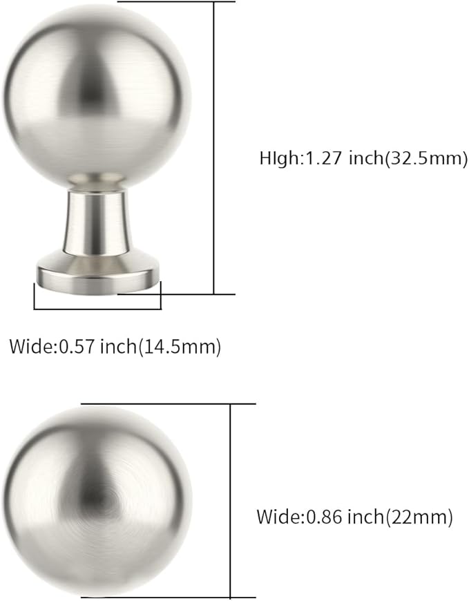 10 Pack 1-1/2 Inch Brushed Satin Nickel Cabinet Knobs Drawer Knobs Round Kitchen Cabinet Knobs Nickel Knobs for Cabinets Dresser Knobs Knobs for Dresser Drawers