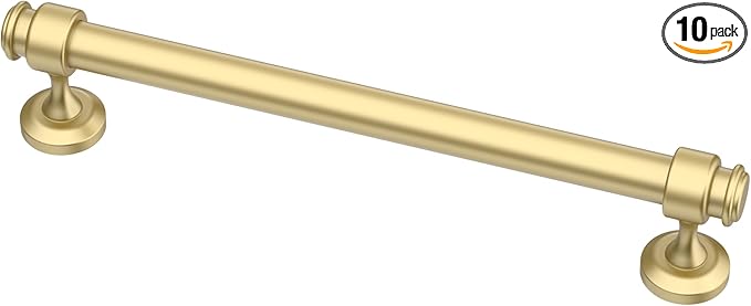 Alzassbg 10 Pack Matt Gold Cabinet Pulls, 6-1/4 Inch(160mm) Hole Centers Cabinet Handles Kitchen Hardware Straight Bar for Cabinets and Drawer AL3082MGP