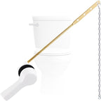 Hygie Rinse Metal Toilet Handle Lever Flush Replacement, Universal Front Mount Toilet Handle with Stainless Steel Flapper Chains, Toilet Repair Kit, White