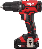 SKIL 20V 4-Tool Combo Kit: 20V Cordless Drill Driver Reciprocating Saw, Circular Saw and Spotlight, Includes Two 2.0Ah PWR CORE Lithium Batteries and One Charger - CB739701,Black, Red