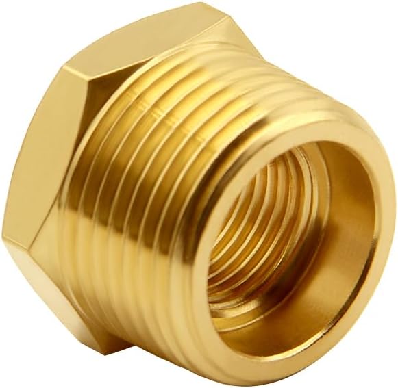4PCS Brass Reducer Bushing, 1/2" NPT Male to 1/8" NPT Female Thread, Hex Reducing Convert Adapter Pipe Fitting Connector for Water/Oil/Gas