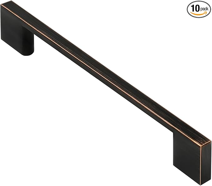 Alzassbg 10 Pack Oil Rubbed Bronze Cabinet Pulls, 6.3 Inch(160mm) Hole Centers Rectangle Cabinet Handles Kitchen Pulls for Drawers and Cabinets AL3051ORB