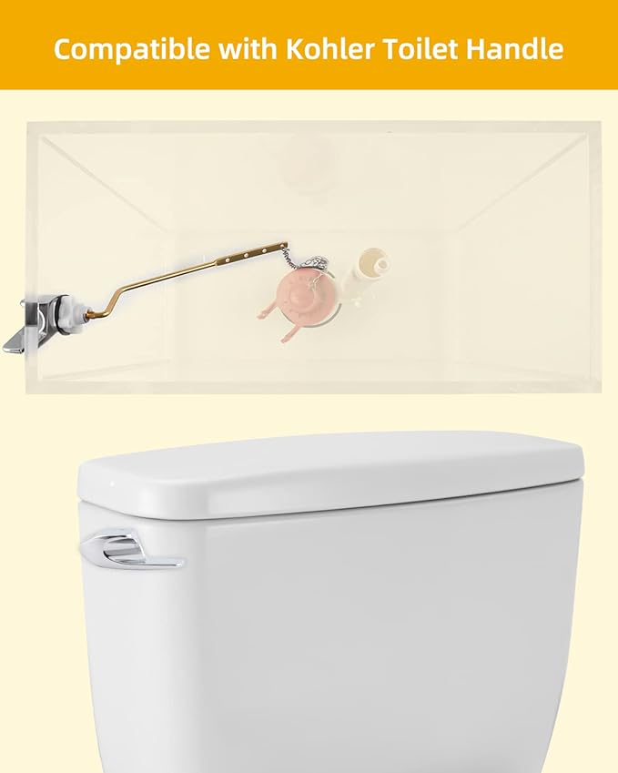 iFealClear Universal Brass Toilet Handle Replacement Kit, Side/Angle Mount Toilet Flush Handle Compatible with Kohler K-GP30324-CP/TOTO/American Standard, Stainless Steel Flapper Chain, Chrome