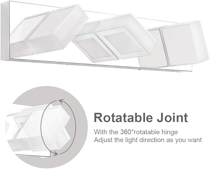 Ralbay Dimmable LED Vanity Light Modern 3 Light Acrylic Stainless Steel for Bathroom Vanity Lighting Fixtures