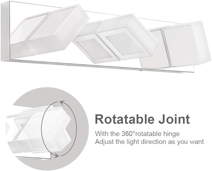 Ralbay Modern LED Bathroom Vanity Lights 3 Lights Stainless Steel Acrylic Bathroom Wall Lighting Fixtures Modern LED Vanity Lights Over Mirror(Natural White Light)