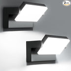 Juyace 60W LED Flood Lights Outdoor Wall Pack Light No photocell Lighting Fixtures for House 360° Rotational 6000lm 5000K IP65 Waterproof Modern Security Floodlights for Above Garagee 2Pack