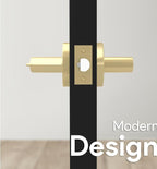 Mega Handles Ronn Entrance Entry Lever Door Handle Heavy Duty Round Locking Lever Set for Left or Right-Handed Doors, Interior/Exterior Door Levers - Satin Brass