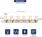 TODOLUZ Vanity Lights 6-Lights Bathroom Lighting Over Mirror, Wall Light Fixture Home Wall Lamp for Dining Room Dress Table, E26 Bulb Base