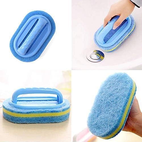 2-Piece Cleaning Brush for Bathroom Kitchen Bathtub Toilet Cleaner All Purpose Shower Sponge Scrubbing Brush with Ergonomic Handle