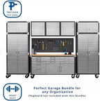 Heavy Duty 8-Piece Steel Garage Cabinet Storage Set with Rolling Workbench, 12 Feet Wide (Graphite)