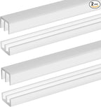 Landical 2 Sets Plastic Sliding Door Track Set for 1/4" Thick Panels Glass Cabinet Door Hardware System Window Sliding Track Easy Quick Installation(4ft,White)