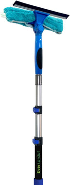 EVERSPROUT 1.5-to-3 Foot Swivel Squeegee and Microfiber Window Scrubber (8-10 Ft Standing Reach) | 2-in-1 Window & Glass Cleaning Combo | Lightweight, Aluminum Extension Pole | Includes 10-inch Blades