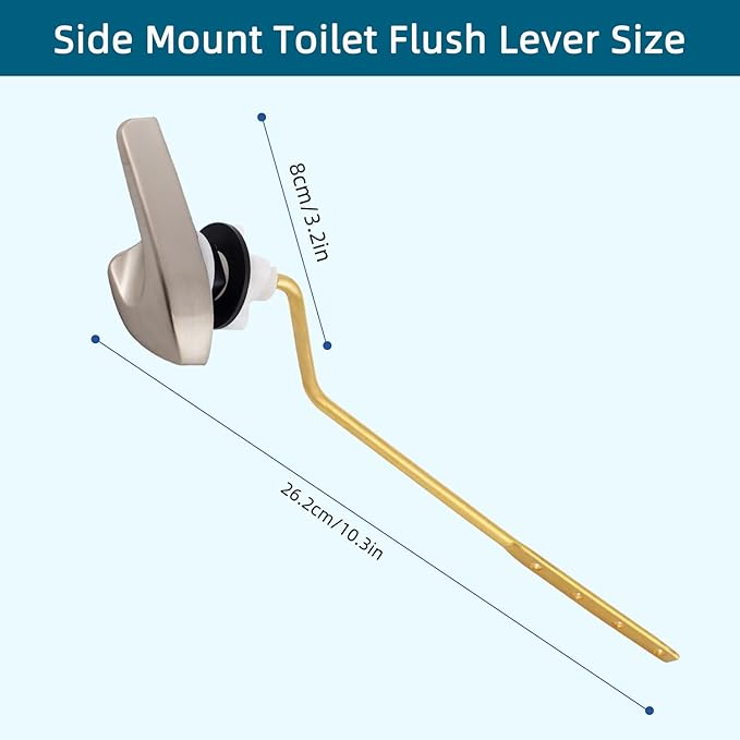 Universal Metal Side Mount Toilet Handle Replacement Kit Compatible with Kohler K-GP30324-CP/Glacier Bay Toilet with 1pc Flapper Chain, Toilet Flusher Lever, Brushed Nickel
