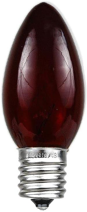 Novelty Lights Incandescent Christmas Replacement Bulbs - Indoor/Outdoor Individual Bulbs for Christmas Tree, Display, & More - C9/E17 Intermediate Base, 7 Watt Lights (Red, 25 Pack)