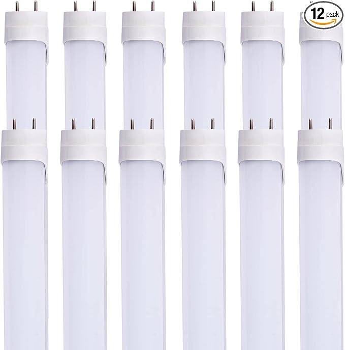 12pcs 2FT 10W T8 Tube Light White Daylight 6000k T8 LED Bulbs Household Lights Ballast Bypass G13 Base 2 Foot Milky Cover Fluorescent Tube lamp Replacement AC100-277V (10w Milky, 12 Count)