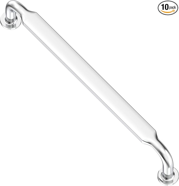 Alzassbg 10 Pack Polished Chrome Cabinet Handles, 6-1/4 Inch(160mm) Hole Centers Arch Modern Cabinet Pulls Kitchen Hardware for Cabinets AL3503CP