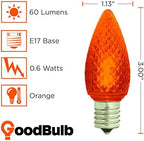 GoodBulb C9 Orange Diamond Faceted Holiday Light Bulbs 0.6W Orange LED Light Bulb Intermediate E17 Base 60 Lumens Christmas Lights Bulbs Ideal for Holiday Decorations Pack of 25 Bulbs