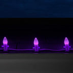 Wintergreen Lighting 25 Pack OptiCore C7 Purple Smooth Finish LED Christmas Light Bulbs, Heavy Duty E12 Base Outdoor Christmas Lights Replacement Light Bulbs