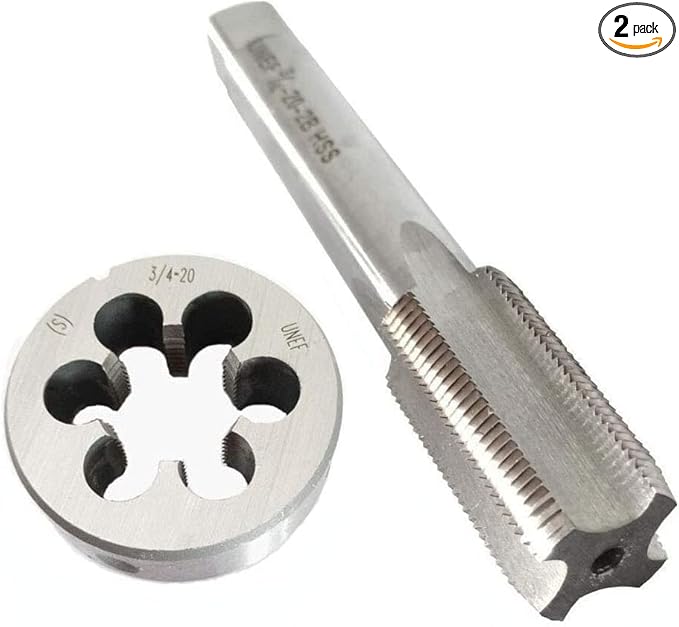 3/4-20 HSS Tap And Die Set， UNEF Machine Thread Tap And UNEF Round Thread Die Right Hand
