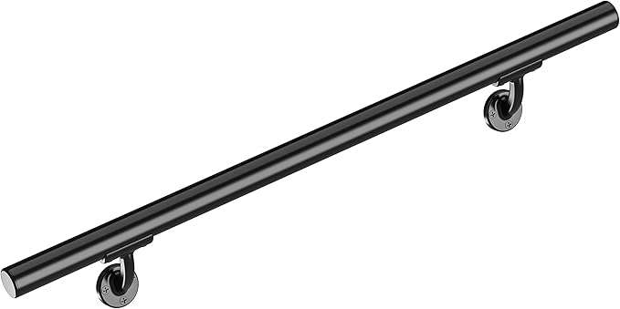 Meranti Aluminum Handrail for Indoor or Outdoor Steps and Stairs – Hand Rails for Elderly – DIY Complete Stair Railing Kit (AHR, Black, 5' Length)
