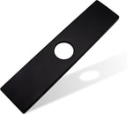 Faucet Deck Plate, Sink Hole Cover,Stainless Steel Long Rectangle 10 Inch Plate Escutcheon for 1 or 3 Hole Bathroom or Kitchen Sink Matte Black