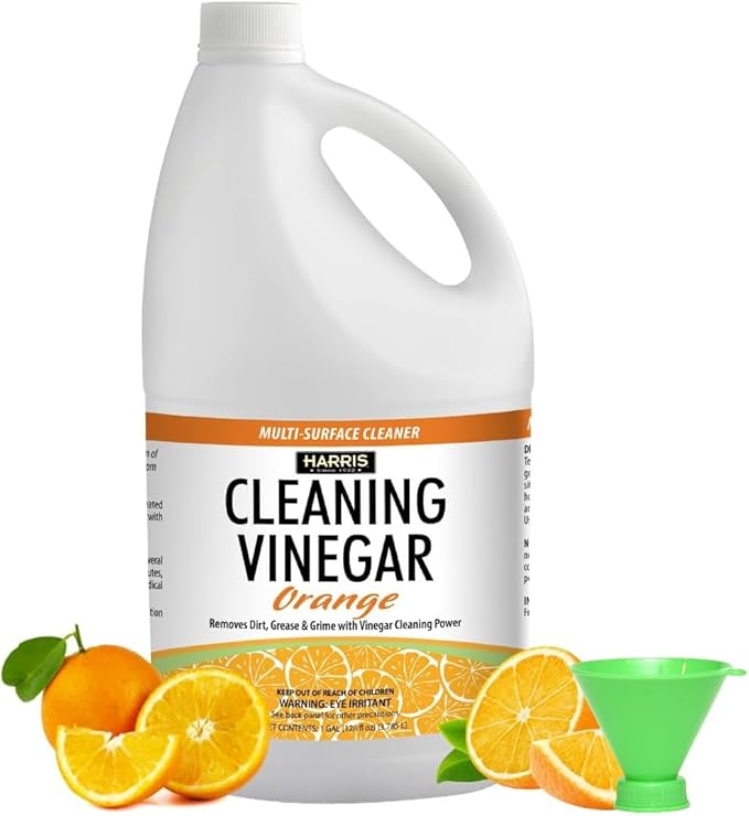 Harris Multi-Purpose White Vinegar Household Surface Cleaner, Orange Scent, 128oz, Easy Pour Funnel Included