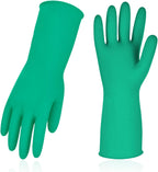 Vgo... 1-Pair Reusable Household Gloves, Rubber Dishwashing gloves, Extra Thickness, Long Sleeves, Kitchen Cleaning, Working, Painting, Gardening, Pet Care (Size L, Green, HH4601)