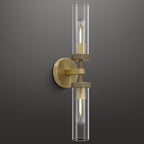 Gold Wall Sconce for Bathroom Hardwired, 20.5" Brass Wall Sconces, Linear Sconces Wall Lighting Double-Lights, Bathroom Lighting Fixtures over Mirror, Tube Bath Vanity Light for Living Room, Bedroom