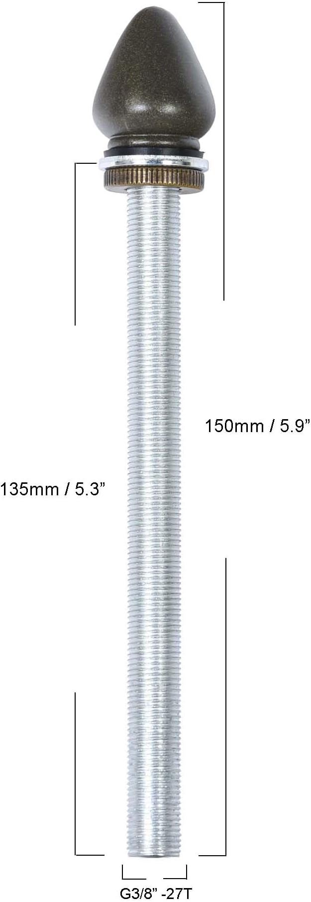 Bieye SS033 Lampshade Support with Finial for Tiffany Style Stained Glass Floor Lamp Table Lamp (G3/8 135mm All Thread)