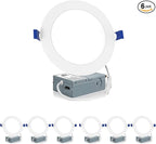 Meconard 6 Pack 6 Inch LED Recessed Ceiling Light, 2700K/3000K/3500K/4000K/5000K Selectable, Dimmable 12W=110W, 1050LM, IC Rated Can-Killer Downlights with Junction Box, ETL and Energy Star Listed