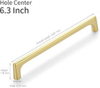 20 Pack 6.3 Inch(160mm) Hole Center Modern Brushed Gold Cabinet Pull Handle Timeless Vanity Drawer Pull Handle Classic Cabinet Hardware for Kitchen Dresser Bathroom, Screws Included, B-Gold(6.3x20)