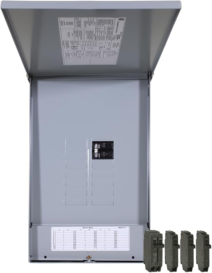ABB TM1212RCUBK1 125A Main Breaker Outdoor Load Center • PowerMark Gold • 120/240V AC, 12-Space, 24-Circuit, 22 kAIC • Copper Bus • Includes 3X 20A SP & 1x 30A DP Breakers • NEMA 3R Surface Mount