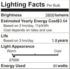PAR38 Flood Light Bulbs, 80W 120V Halogen Bulb Dimmable, E26 Base PAR38 Bulb 2700K Warm White for Indoor and Outdoor, High Brightness PAR38 Halogen Flood Light - 4PACK