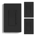 ELEGRP Digital Dimmer Light Switch for 300W Dimmable LED/CFL Lights and 600W Incandescent/Halogen, Single Pole/3-Way LED Slide Dimmer Light Switch, Wall Plate Included, UL Listed, 3 Pack, Matte Black