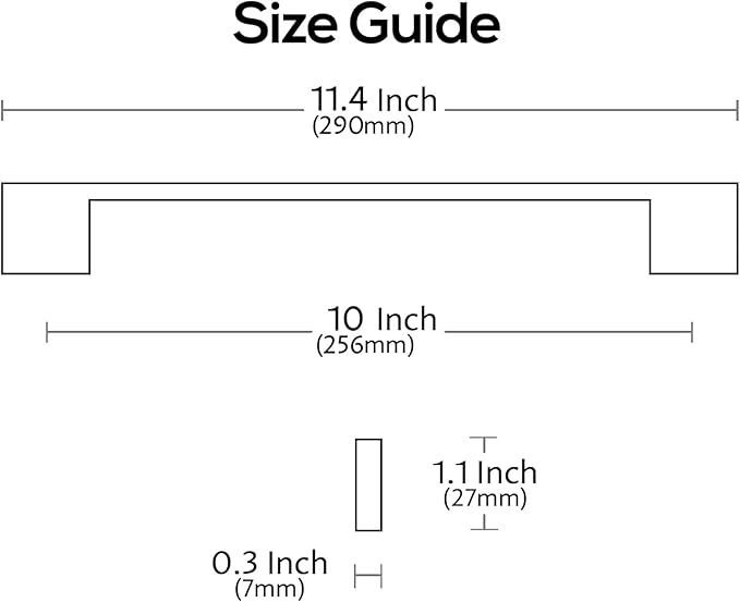 Alzassbg 10 Pack Oil Rubbed Bronze Cabinet Pulls, 10 Inch(256mm) Hole Centers Rectangle Cabinet Handles Kitchen Pulls for Drawers and Cabinets AL3051ORB