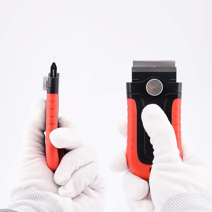 Gomake Razor Blade Scraper Tool with Blade Storage Container, Glass Cooktop Stove Scraper with 10PCS Stainless Steel Blades for Glass Clean,Paint,Old Label,Decal Sticker,Adhesive Remover