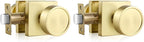 Haidms Gold Passage Door Knobs Interior, Zinc Alloy Brushed Gold Closet Door Knobs, Heavy Duty Round Brushed Brass Doorknobs for Hall Closet,Hallway(2 Pack)
