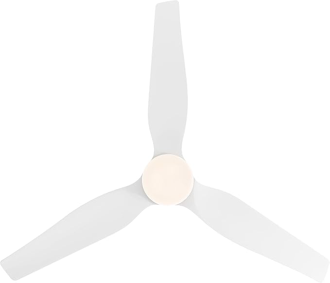 52" Ceiling Fan with Light - Low Profile Flush Mount Ceiling Fan, 6-Speed Remote Control, Solid Wood, Quiet Reversible DC Motor, White/Gold Finish, for Bedroom, Living Room, Porch