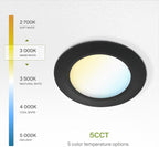 ASD Flat Trim Retrofit LED Recessed Lighting 6 Inch | Ultra Thin Black 12W 971LM Wet Rated Dimmable Downlights | 2700K-5000K Adjustable LED Recessed Light Fixtures | Disk Can Lights, ETL 12 Pack